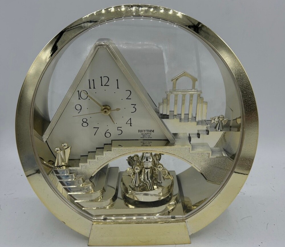 Rhythm Quartz Clock Gold-Tone Decorative Angel Design